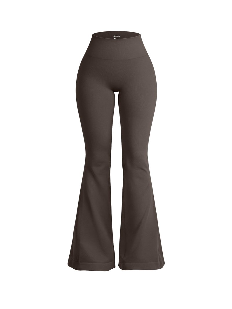 OQQ Women's Flared Pants High Waisted Yoga Leggings Stretchy Bell Buttom Wide Leg Tea Leaf
