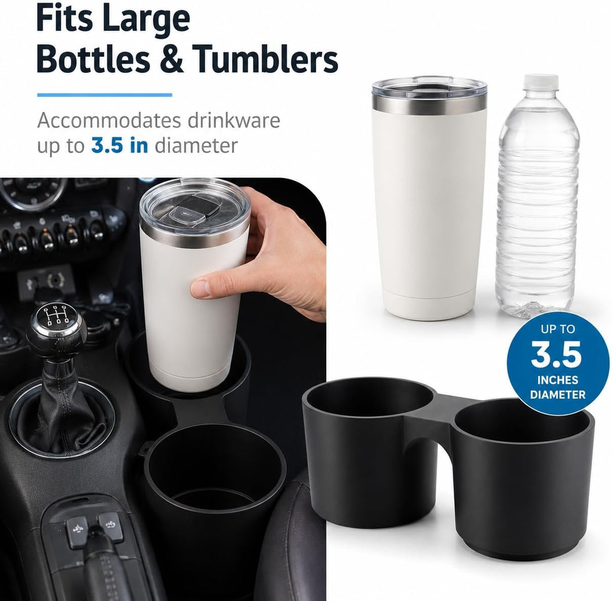 Cup Holder Extender for Mini Cooper R50 R52 R53 – Secure Console Drink Adapter | Fits Large Bottles & Tumblers | No-Spill Stable Base for Daily Commutes