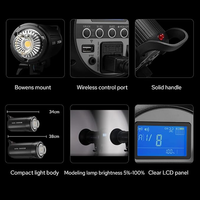 Godox SK400IIV 400Ws Strobe Studio Flash GN65 5700K 2.4G