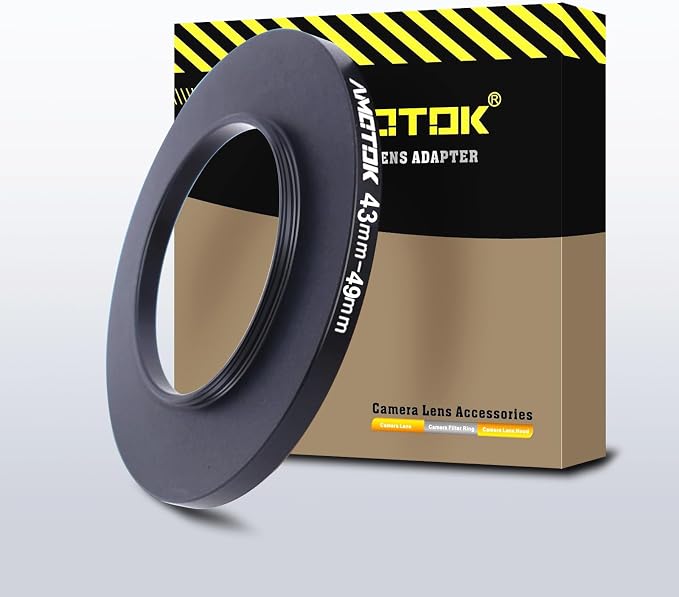 43mm Lens to 49mm Camera Lens Adapter, 43mm to 49mm Filter Step-Up Adapter Ring