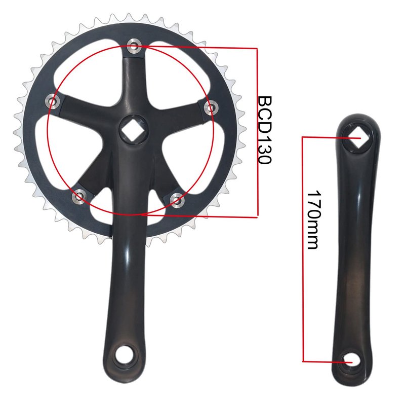 WEERAS Urban Folding Bicycle Crankset Single Tooth Disc 44T 130BCD 170mm Crank Set is Suitable for Most Single Speed Bicycles