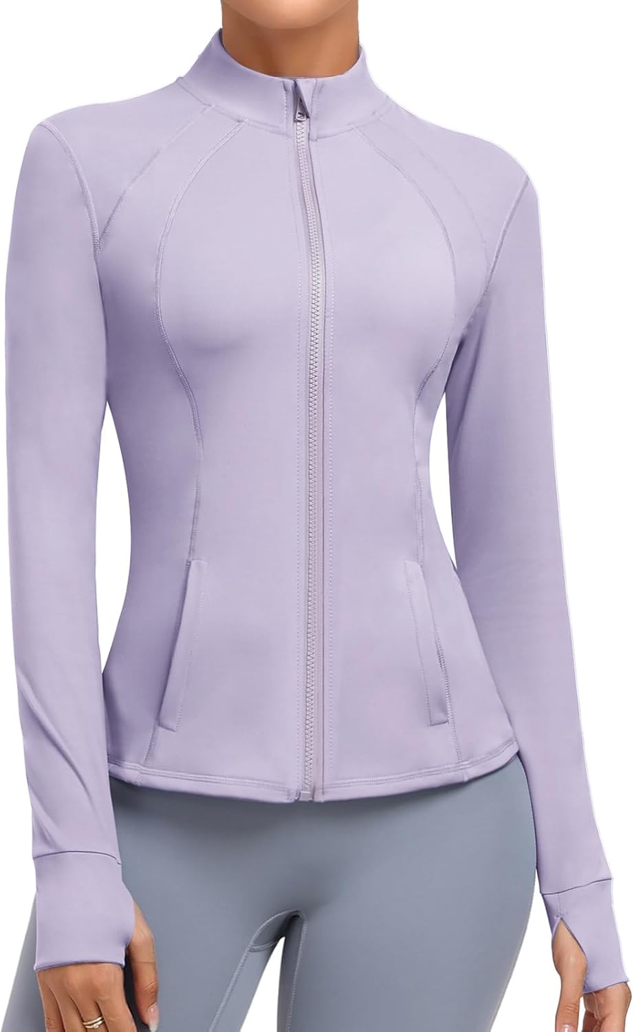 Skiennix Women's Athletic Full Zip Jacket - Lightweight Workout Wear with Pockets & Thumb Holes