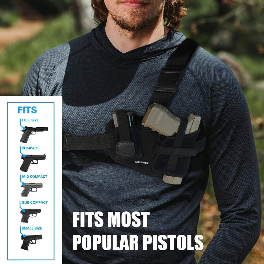 Universal Shoulder Holster by [Brand Name] - Right-Hand Chest Holster for Glock 19, 1911, Sig P365 | Ideal for Hiking & Outdoor Activities