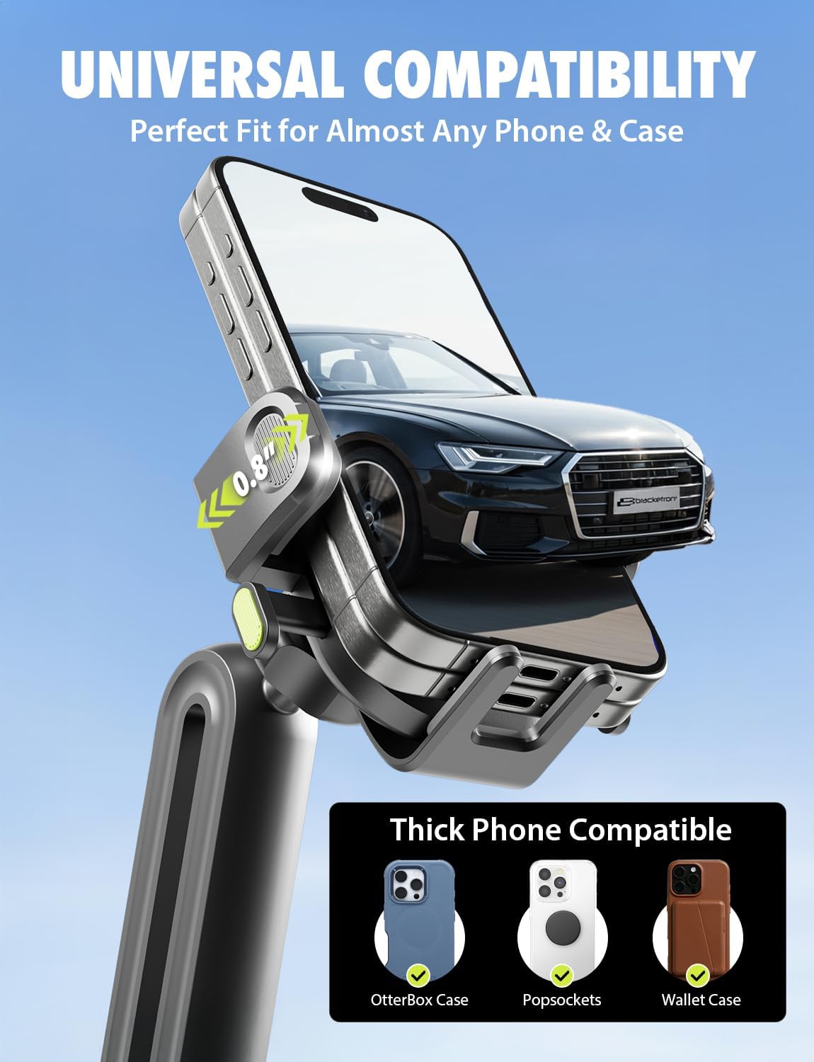 Bracketron OneClick Cup Phone Holder for Car, 360° Rotation Expandable Base