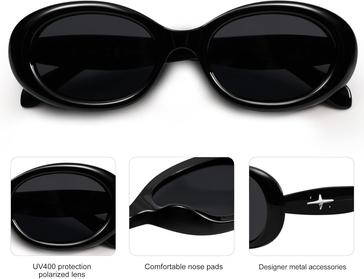 SOJOS Polarized Retro Oval Sunglasses - 90s Vintage Style with UV400 Protection | Unisex Tiny Frames