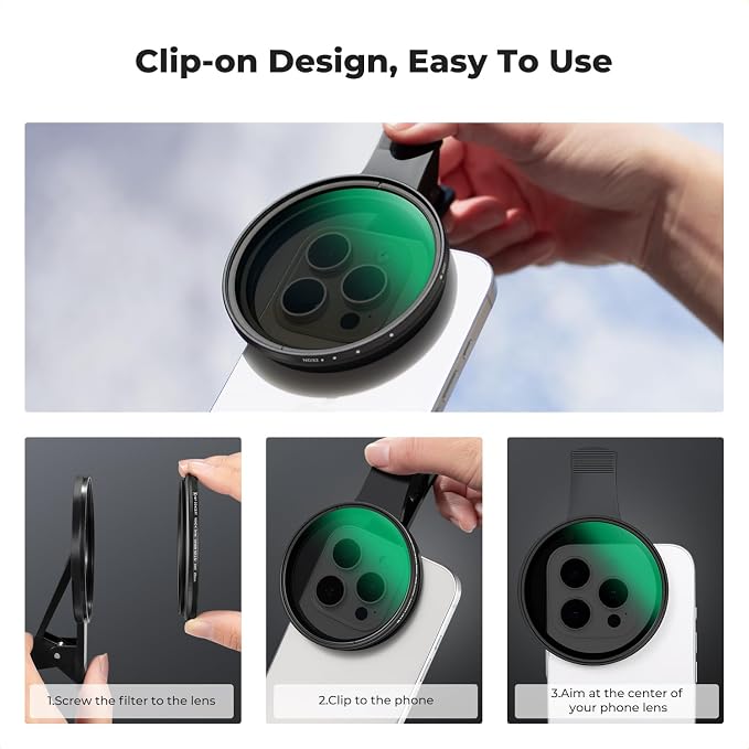 K&F CONCEPT 67mm Clip-on ND2-32 Phone Camera Lens Filter Kit