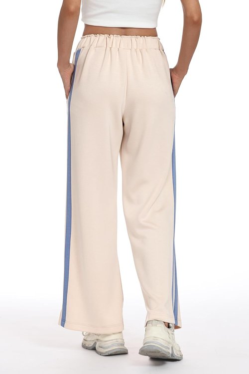 KevaMolly Women's Wide Leg Sweatpants - High Waisted, Side Striped Baggy Joggers | Comfortable Lounge Pants