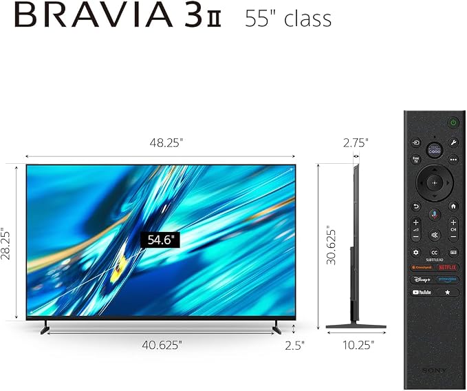 Sony 55 Inch BRAVIA 3 II LED 4K HDR Smart Google TV with Gemini K-55XR30M2 | XR Processor with AI Technology, Dolby Vision/Atmos, 120Hz Refresh Rate, 4K movie credits included, 4xHDMI 2.1, PS5 Features
