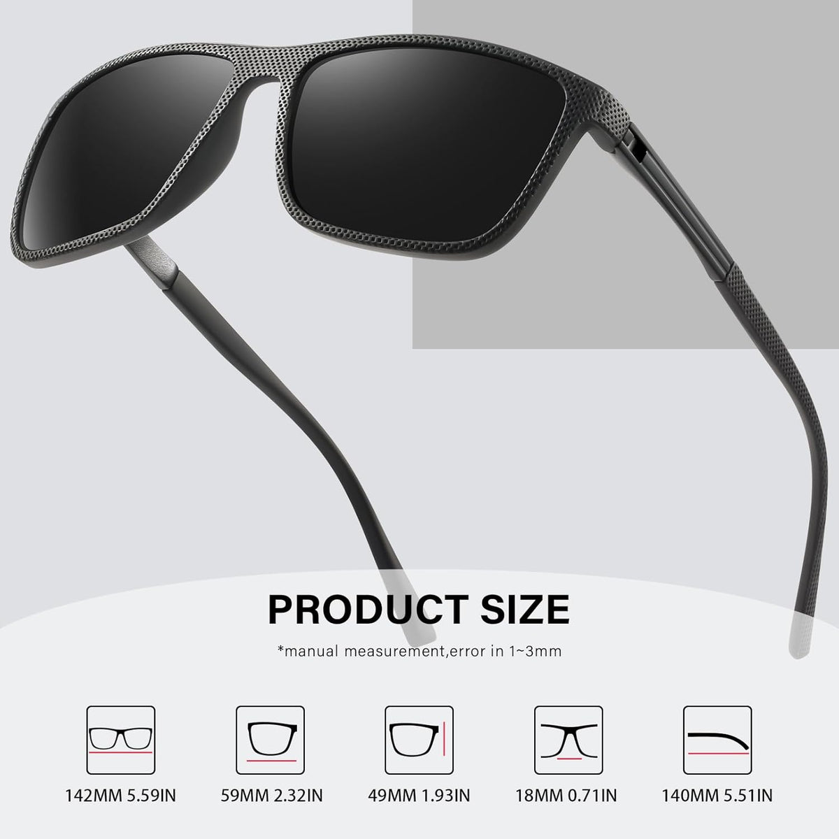 Polarized Sunglasses for Men - Classic Lightweight UV Protection for Driving, Fishing & Golf