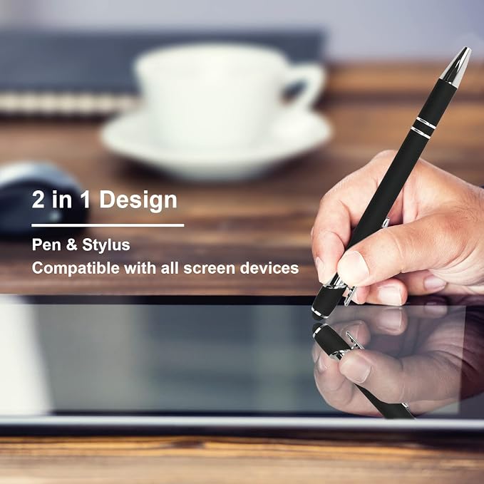 Oddmoal Ballpoint Pen with Stylus Tip, Soft Touch Click Metal Pen, 1.0mm Medium