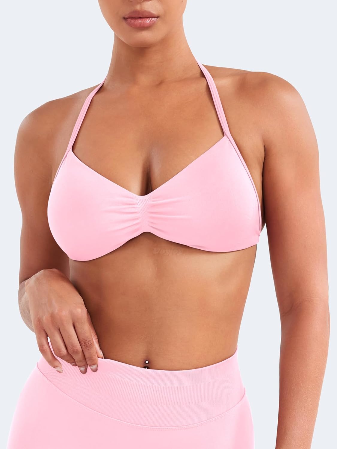 VOYJOY Sports Bra - Adjustable Padded Strappy Workout & Yoga Crop Top for Women