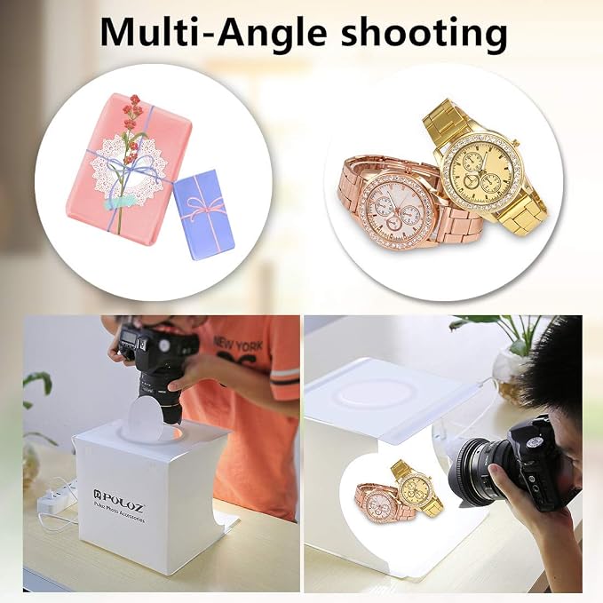 PULUZ Light Box Mini Photo Studio, 6-Color Backdrops, Portable Photography
