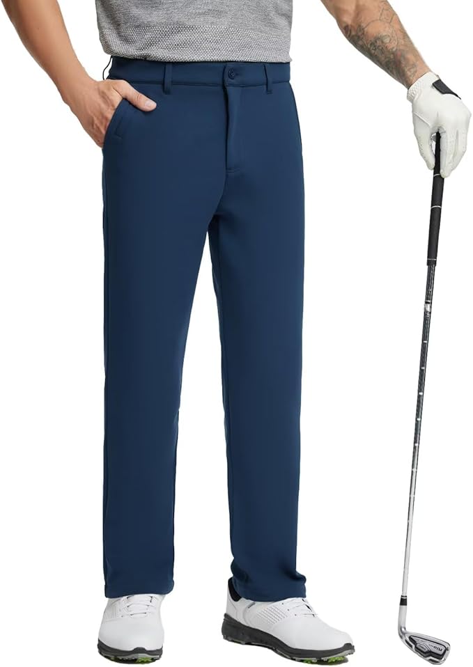 M MAELREG Golf Fleece Lined Pants Men Softshell Water-Resistant Workout Casual Outdoor Hiking Insulated Winter Pants for Men