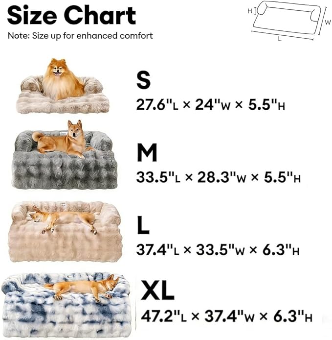 Dream Cloud Pet Sofa Bed for Dogs Cats, 2026 Washable Removable Calming Fluffy Plush Mat for Furniture Protector, Long Fur Non-Slip, for Small/Medium/Large Home Pets (Khaki, L: 37.4 * 33.5IN)