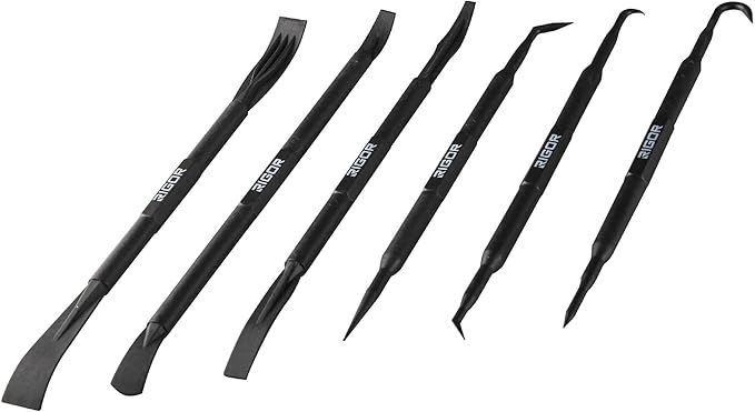 RIGOR 56001 Non-Marring Pick and Pry Bar Set, 6 PCS | Removal Lever Set | Replacing Gaskets, Oil Seals, O-Rings, Small Part