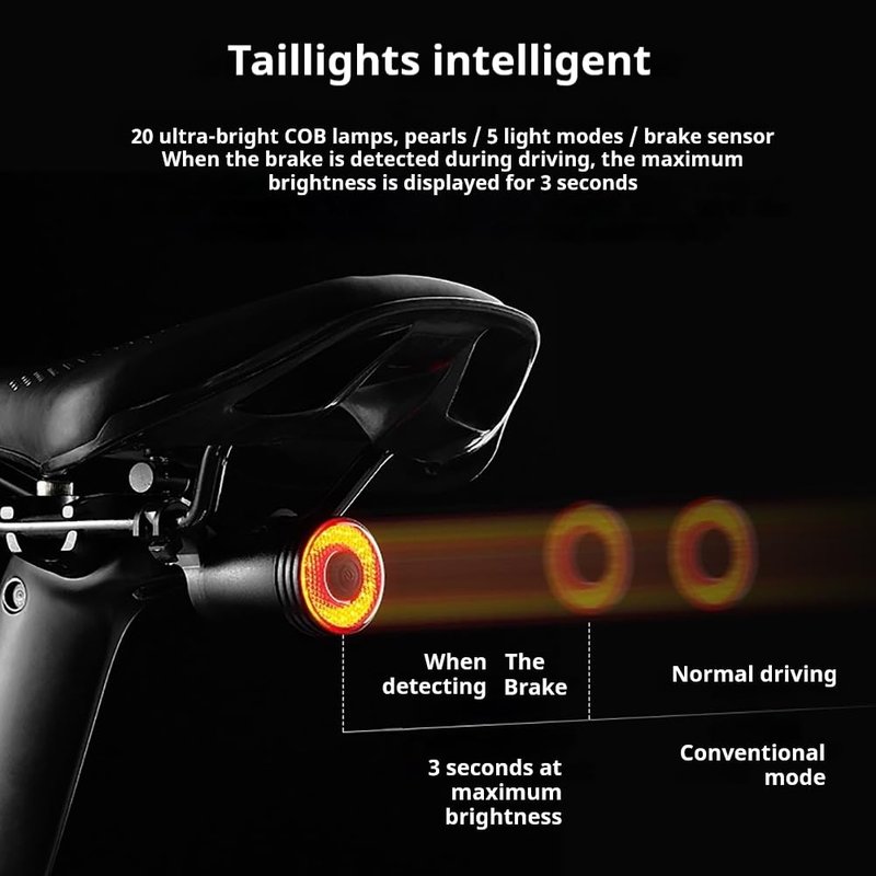 Smart Bicycle Tail Light | Auto ON/Off | All-Aluminum | USB-C Rechargeable Battery | LED Rear Bike Light IPX6 Waterproof for Road Bike, MTB, E-Bike (2025 EU Patents)