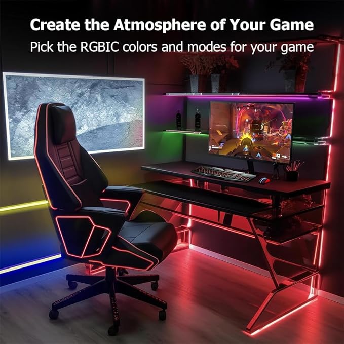 16.4ft LED Neon Rope Lights, RGB Plus IC Neon Strip Lights, IP68 Waterproof Dimmable Rope Light with APP Remote Control for Gaming Room Living Room Bedroom Indoor/Outdoor Decor