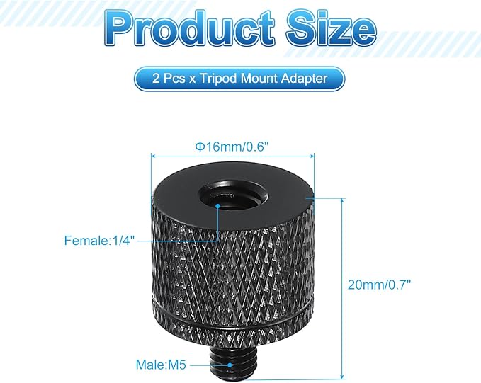 PATIKIL Tripod Screw Adapter 1/4" Female to M5 Male, 20 mm