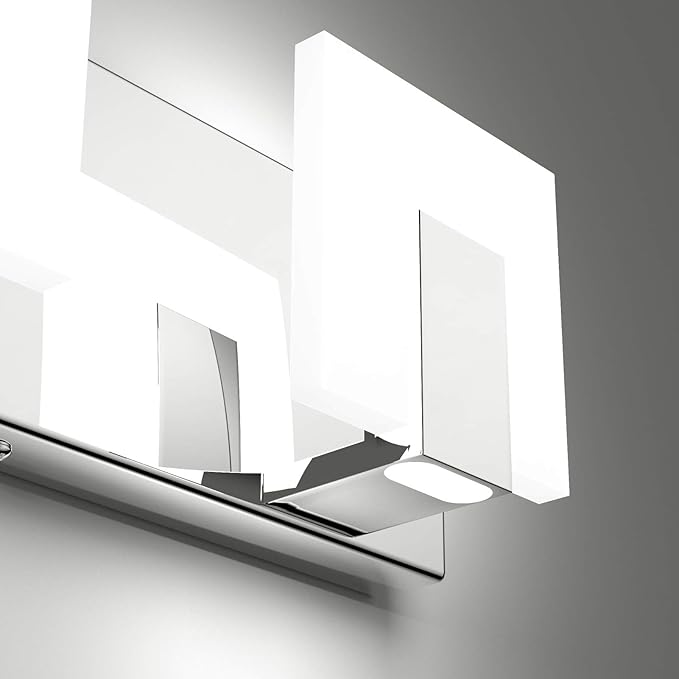 Aipsun 6 Lights Dimmable Modern LED Bathroom Vanity Light Acrylic Stainless Steel Chrome Up and Down Bathroom Wall Light Over Mirror(White Light 6000K)