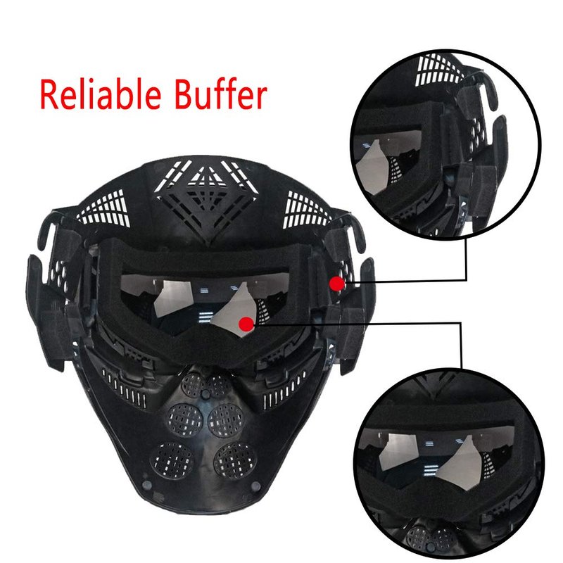 Tactical Mask Airsoft Masks, for Airsoft BB Hunting, CS Game Full Face Tactical Gear, Impact Resistant with Goggles, Motocross Skiing Outdoor Activities