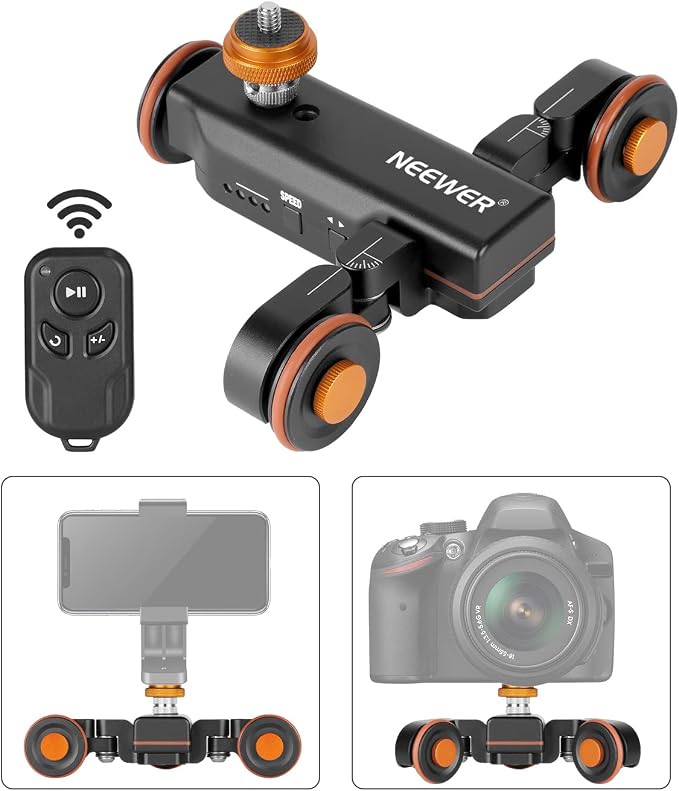 Neewer 3 Wheels Wireless Video Camera Dolly, 3 Speed Motorized Electric Track