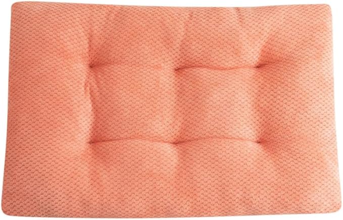 Washable Dog Bed for Large Breeds, Extra Cushioned Crate Mattress with Removable Fluffy Cover, Non-Slip Orthopedic Pet Pad, Machine Washable Kennel Mat(Pink,L)