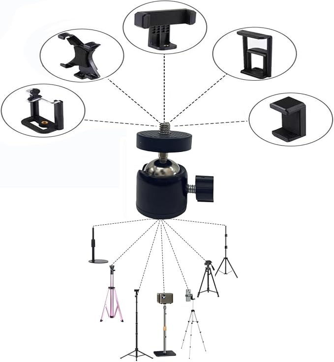 Universal 1/4" Swivel Mini Ball Head Tripod Mount 360 Degree Rotating Adapter