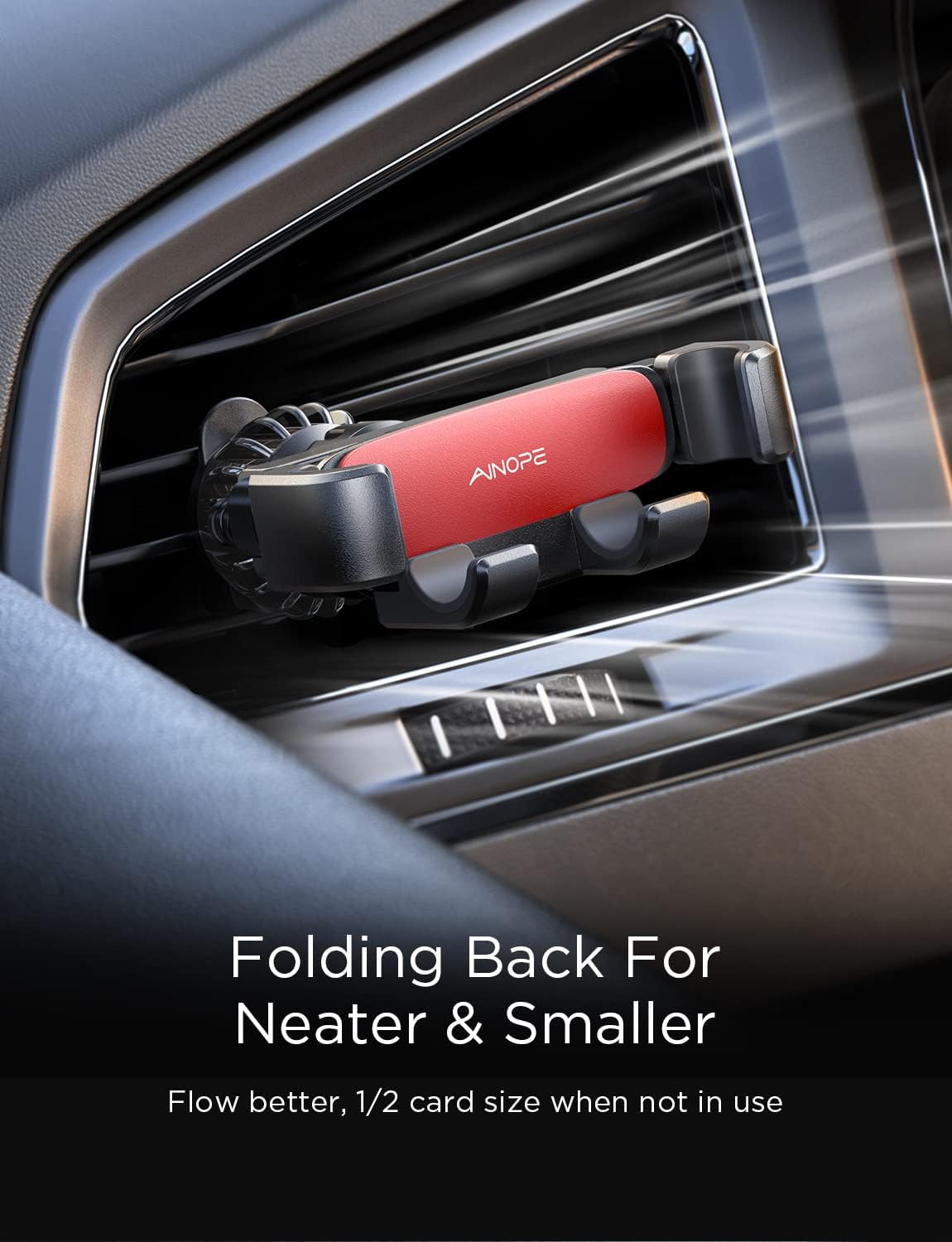 AINOPE Car Vent Phone Mount Holder for iPhone 17 Pro Max Car Mount [Drop-in Grip] Phone Holders for Your Car Air Vent Interior Accessories Gifts for Men for iPhone 17 Pro Max 16 15 14 Galaxy S26, Red