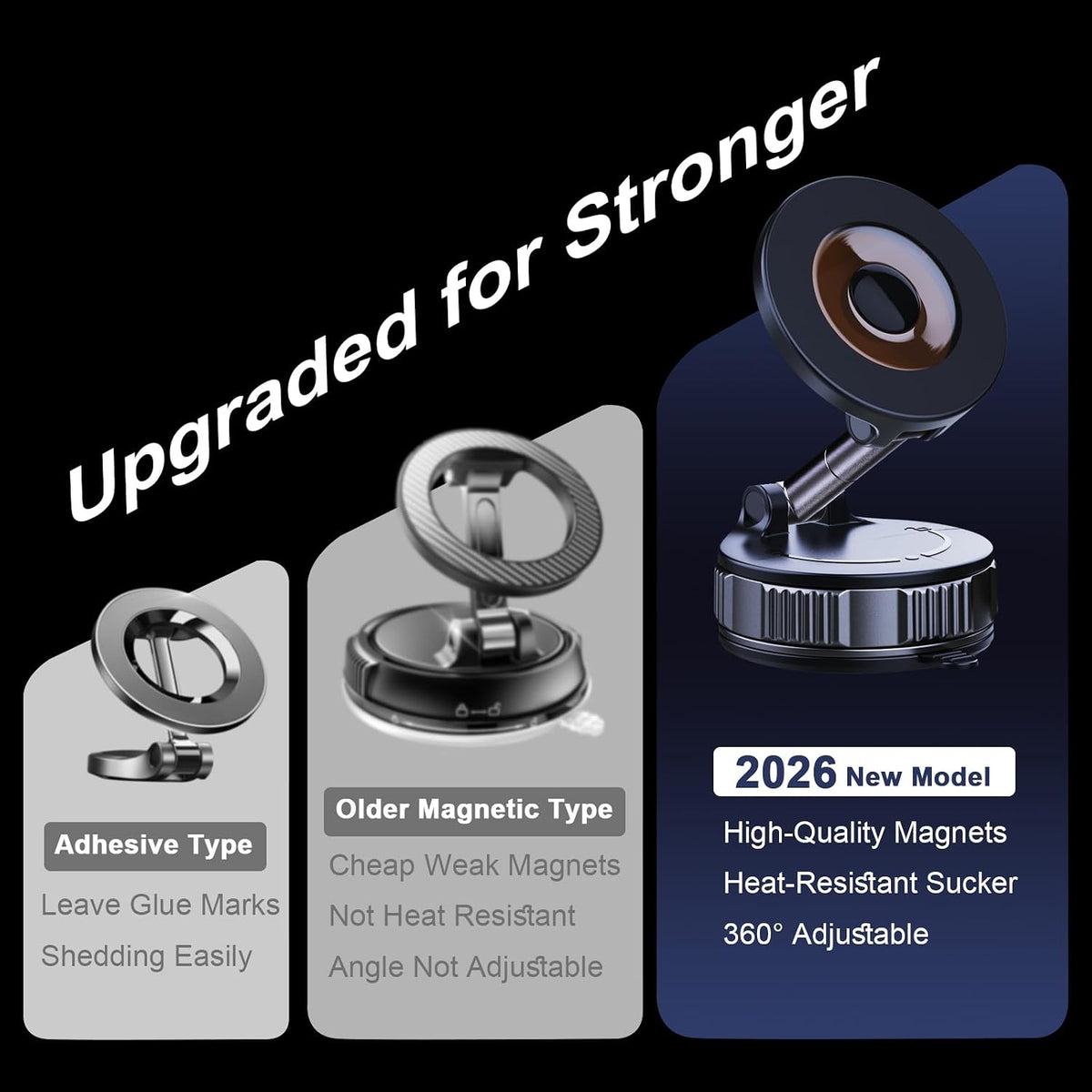 [2026 NEW] for MagSafe Car Phone Holder,Upgraded Magnetic Suction Cell Phone Mount for Dashboard Windshield Screen,Tesla Truck Van GPS Stand Cradle for iPhone 17 Pro Max 16 15 14 13 12 Samsung Android
