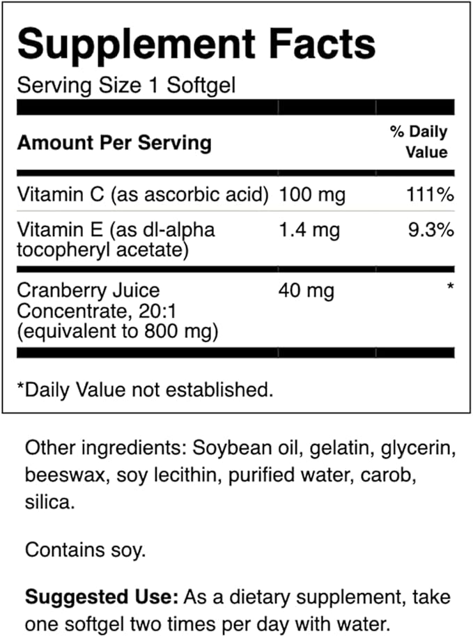 Swanson Cranberry - Supports Urinary Tract Health, Bladder Control & Promotes Healthy Kidney Function - Supplement Made with 20:1 Cranberry Juice Concentrate - (180 Softgels) 2 Pack