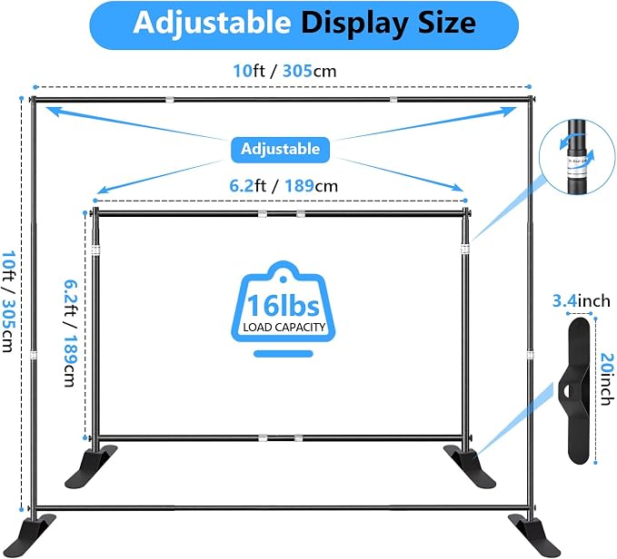 SLOW DOLPHIN Photo Backdrop Banner Stand 10 x 10 Ft Photography Background Stand