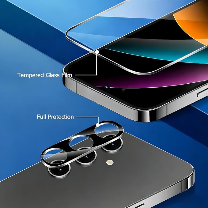 Screen Protector for Galaxy S24 Plus with2 Pack Camera Lens Protector, Support