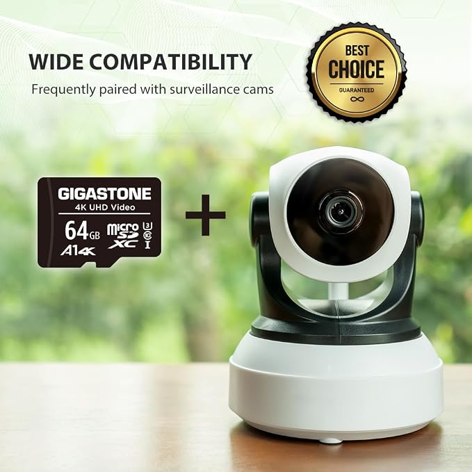 GIGASTONE 64GB Micro SD Card 2-Pack, A1 V30 4K Video Recording, Surveillance