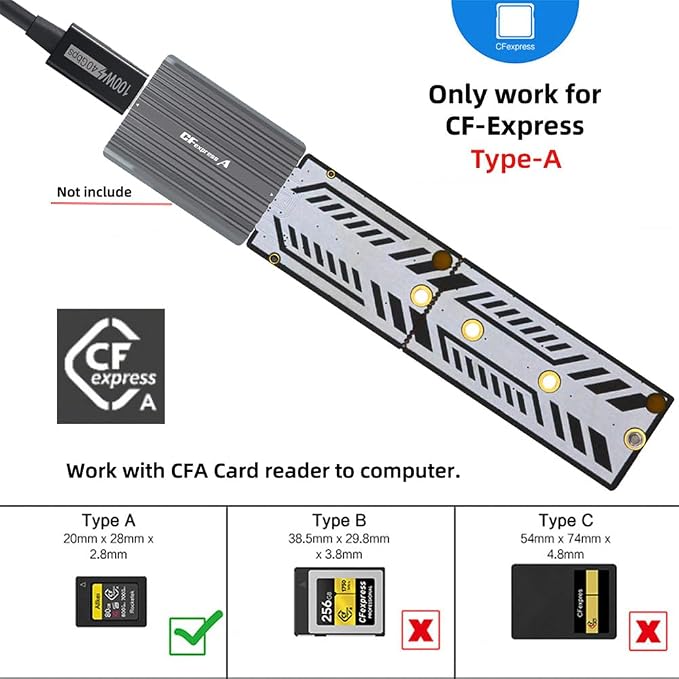 CFexpress Type-A to NVME 2230 2240 2260 2280 Memory Card Kit Case CFE CFA NGFF