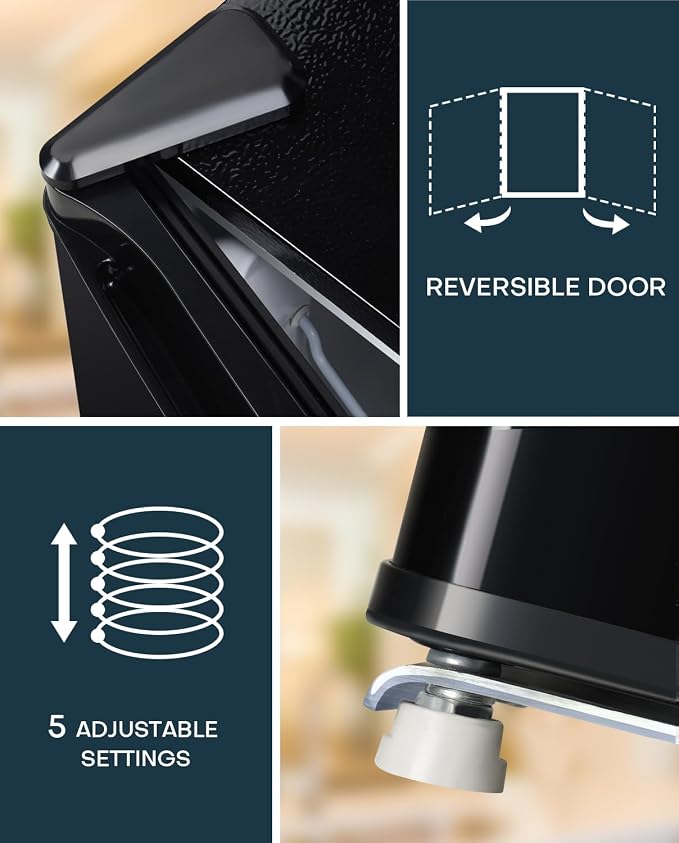 Upstreman 1.7 Cu.ft Mini Fridge with Freezer, Black-FR17 | Dorm Essentials, Adjustable Thermostat, Energy Saving, Low Noise, Compact Refrigerator for Dorm, Office, Bedroom
