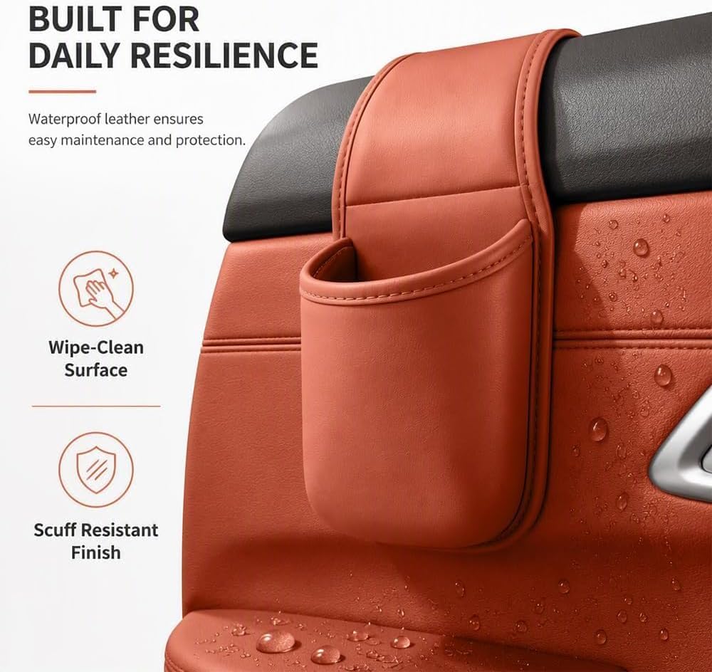 Leather Car Door Cup Holder, 2027 New Cup Holder for Car，Orange