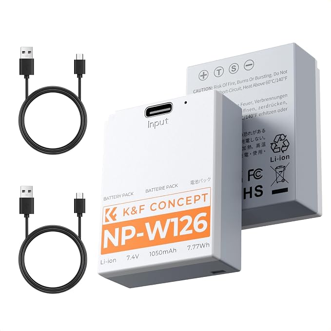 K&F CONCEPT 2-Pack NP-W126 Battery, USB C NP-W126S XT30III Battery Compatible