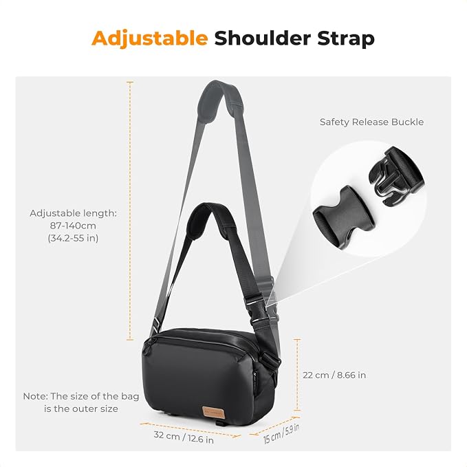 K&F CONCEPT Camera Sling Bag Crossbody Bag Waterproof Camera Shoulder Backpack