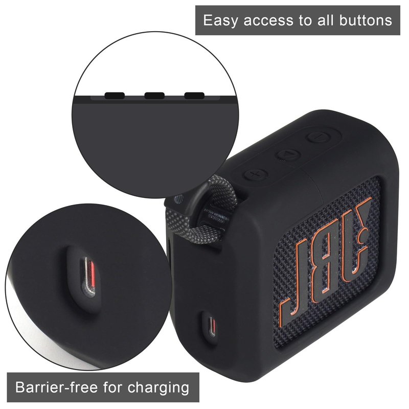 YouKnow Silicone Case for JBL Go 4 Ultra Portable Bluetooth Speaker, with Removable Strap Attach to Bike Golf Cart Boat (Black)