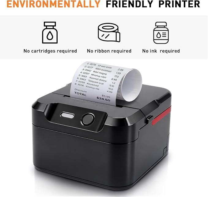 POS Printer, 58mm USB Thermal Receipt Printer, Restaurant Kitchen Printer