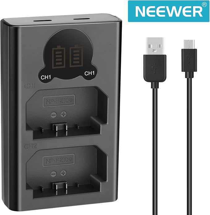 Neewer Dual USB Charger for Sony NP-FZ100 Battery, Compatible