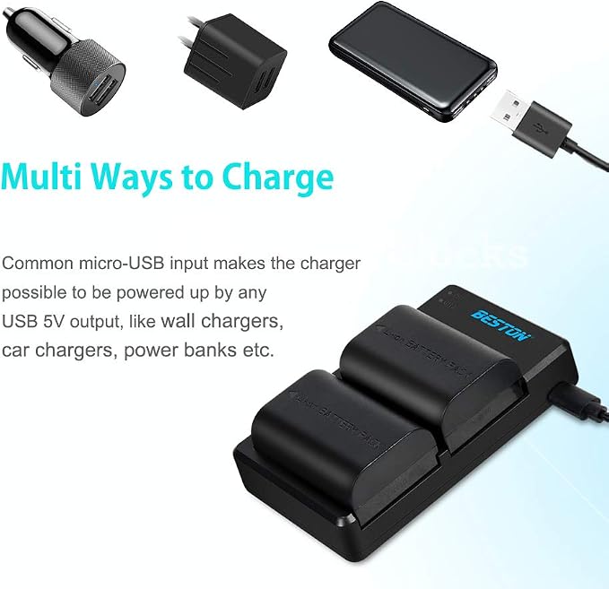 BESTON 2-Pack LP-E6N Batteries & Dual Battery Charger