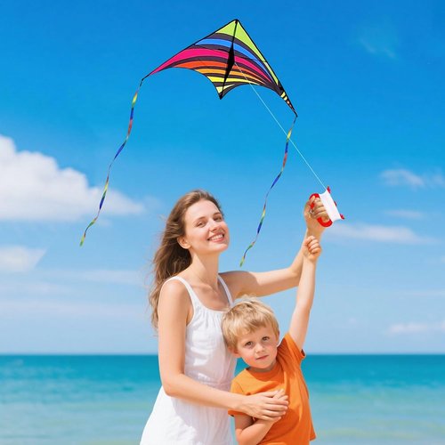 Mint's Colorful Life Delta Kite - Easy to Fly for Kids & Adults | Perfect for Beach Trips, 300ft String Included