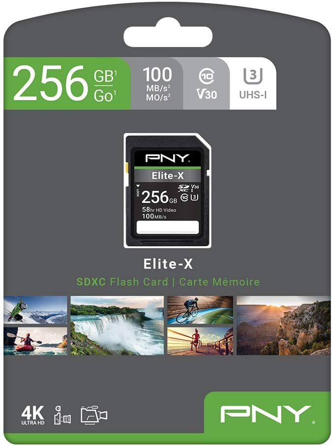 PNY 256GB Elite-X Class 10 U3 V30 SDXC Flash Memory Card
