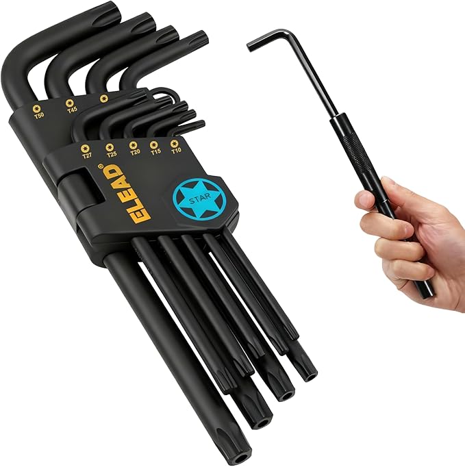 ELEAD 11-Piece Torx Star Allen Wrench Set with Extension Bar, T10-T50 Long Arm Torx Key Set, Heat-Treated S2 Steel
