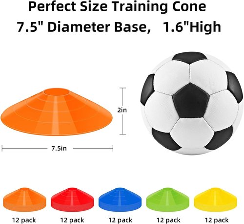Agile Soccer Cones - 60/120 Pack with Portable Bags & Brackets | Ideal for Sports Training