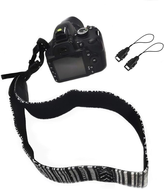 Camera Strap Canvas BlackWhite Shoulder Strap