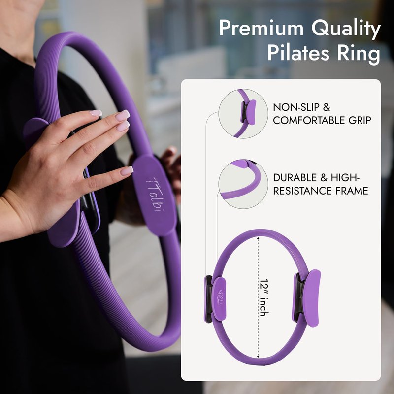 TTolbi Pilates Equipment - Pilates Ring and Ball Set, 10-in-1 Home Pilates Workout Kit for Women with Essential Accessories for At Home Workouts to Tone, Strengthen, Balance & Improve Flexibility
