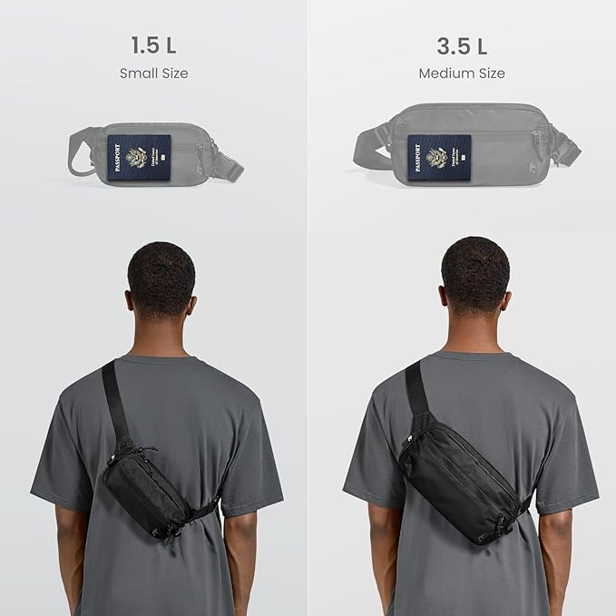 tomtoc 1.5L Sling Bag with RFID Blocking, Crossbody Bag Minimalist Chest
