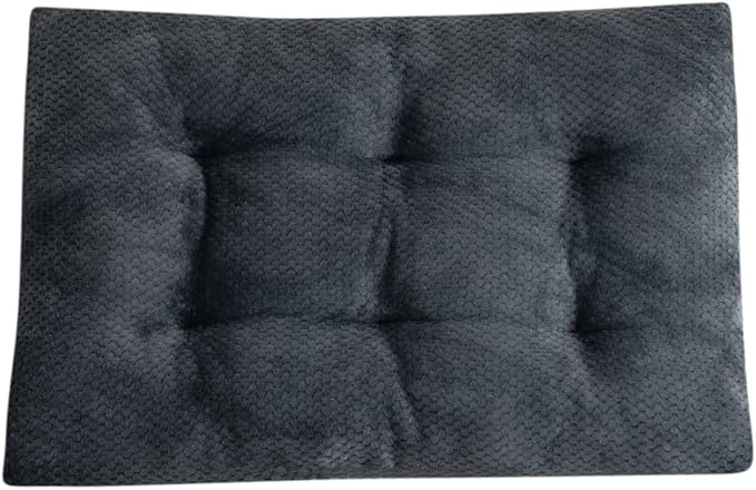 Washable Dog Bed for Large Breeds, Extra Cushioned Crate Mattress with Removable Fluffy Cover, Non-Slip Orthopedic Pet Pad, Machine Washable Kennel Mat(Dark Grey,M)